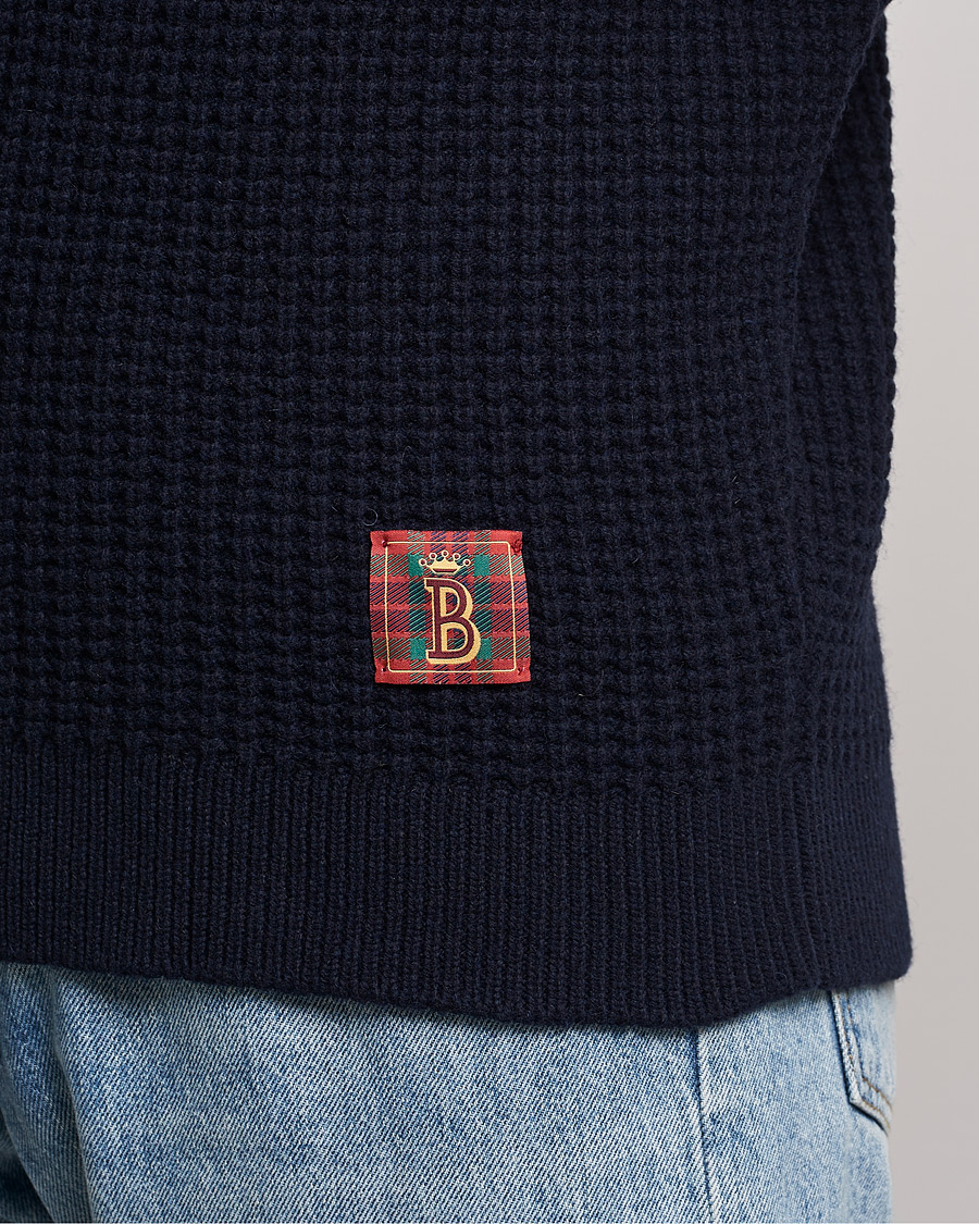 Herre | Gensere | Baracuta | Wool Waffle Knit Turtleneck Dark Navy