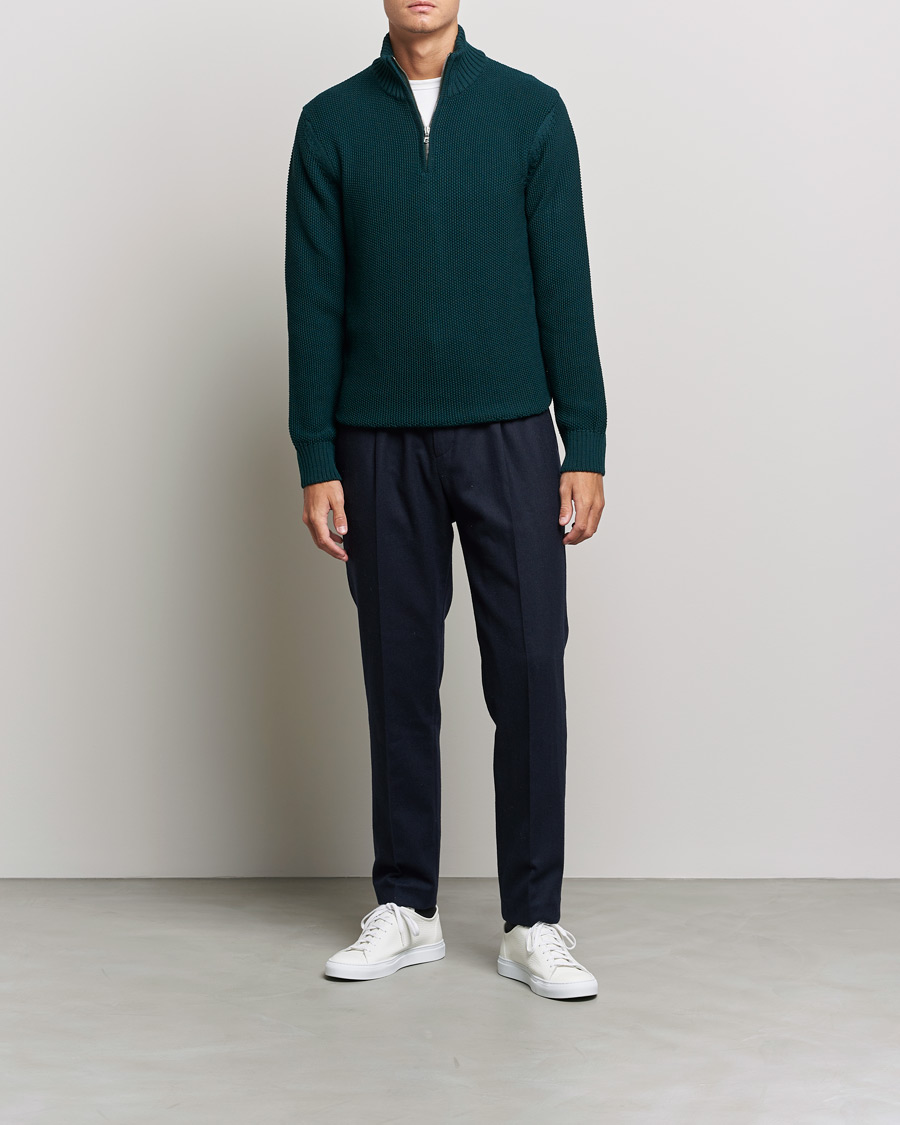 Herre | Gensere | Orlebar Brown | Lennard Merino Waffle Half Zip Bristlecone Pine