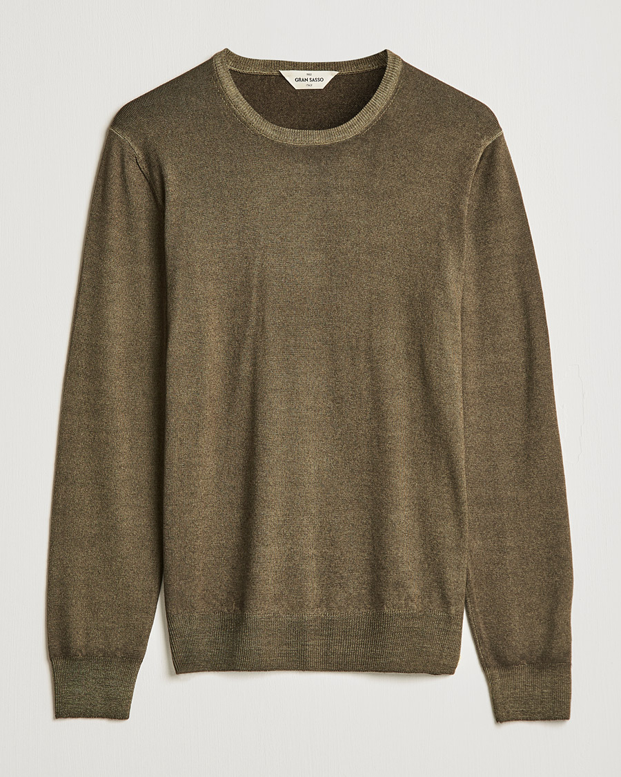 Herre | Gensere | Gran Sasso | Vintage Merino Fashion Fit Crew Neck Pullover Green