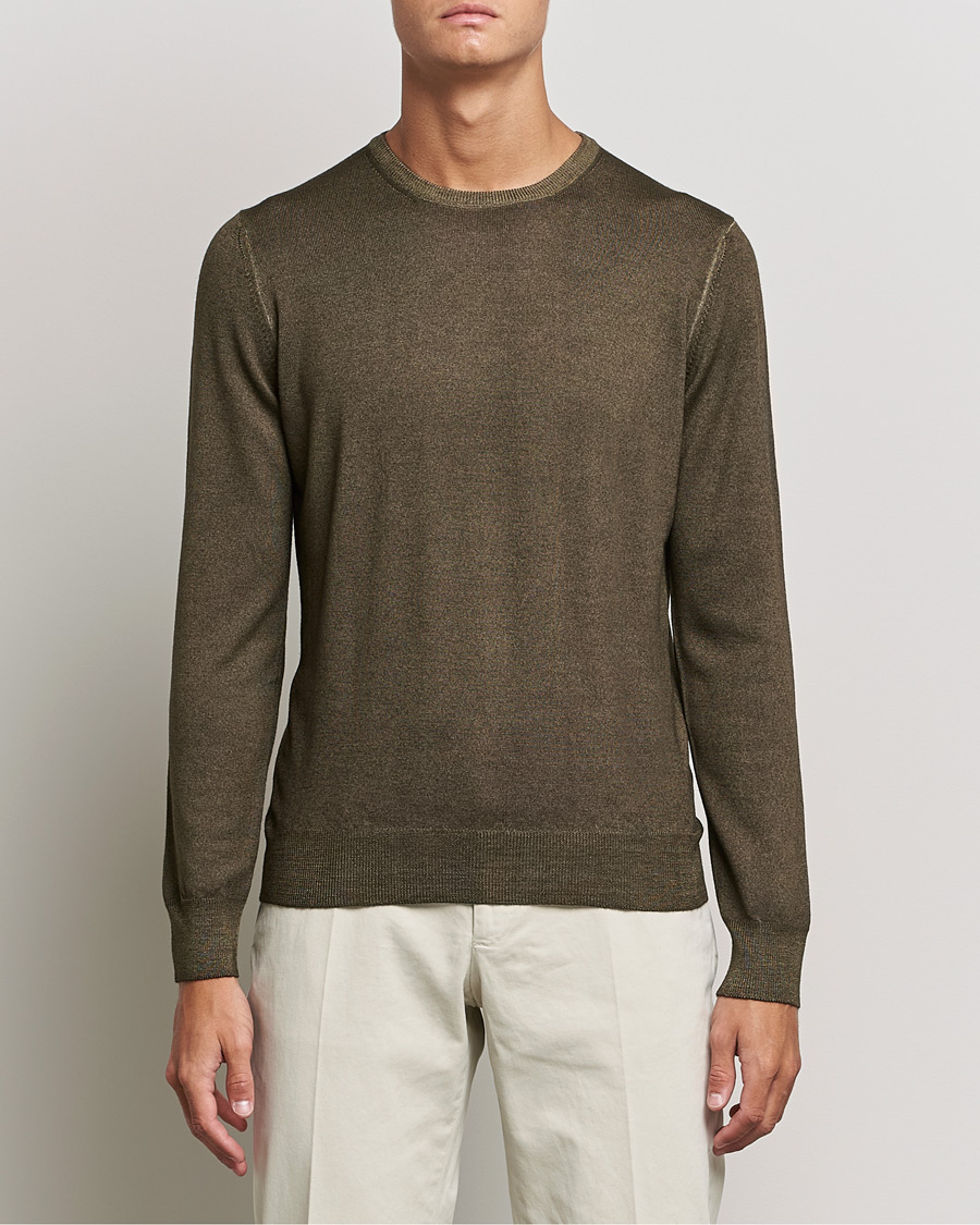 Herre | Gensere | Gran Sasso | Vintage Merino Fashion Fit Crew Neck Pullover Green