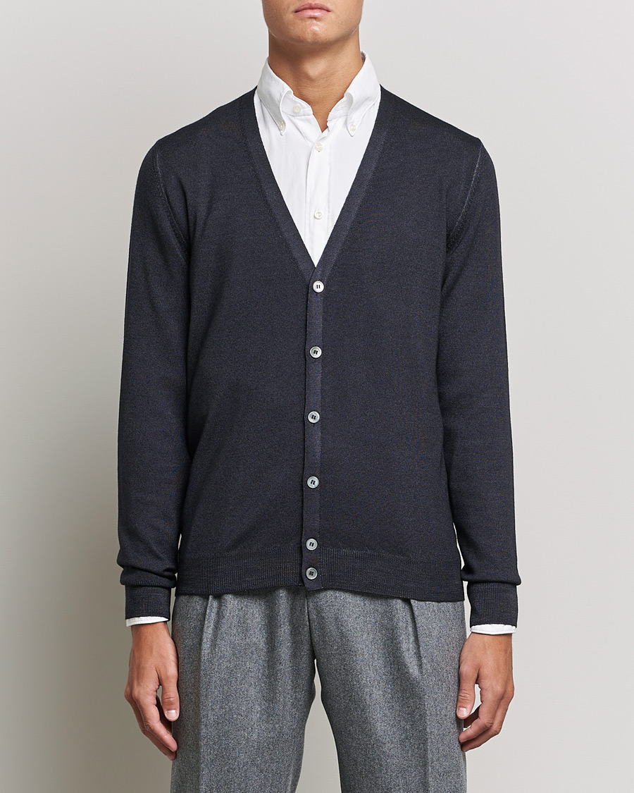 Herre | Cardigans | Gran Sasso | Vintage Merino Fashion Fit Cardigan Black