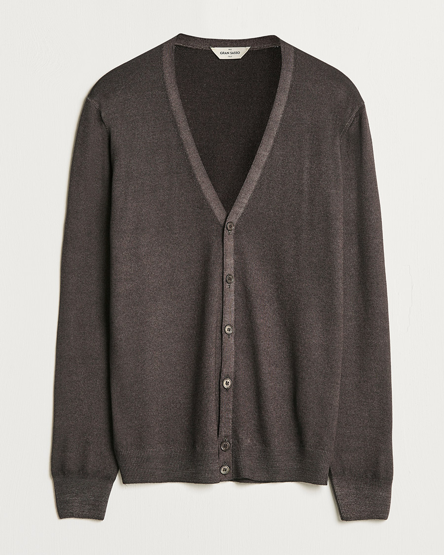 Herre | Gensere | Gran Sasso | Vintage Merino Fashion Fit Cardigan Brown