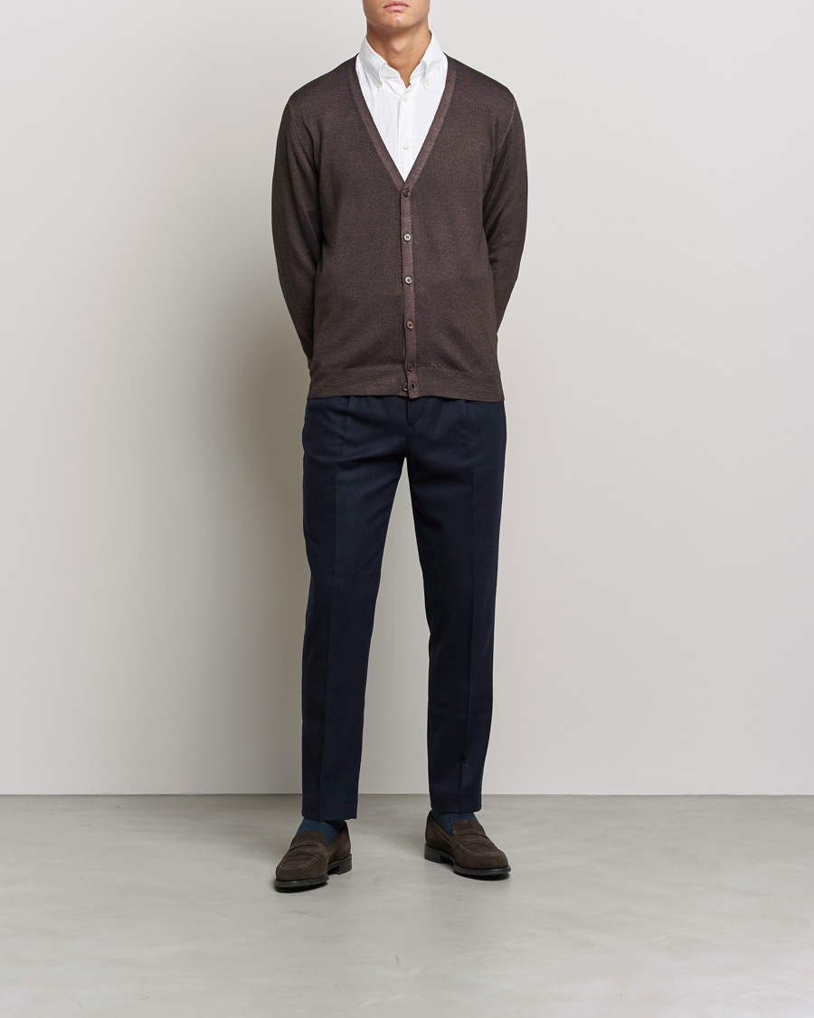 Herre | Gensere | Gran Sasso | Vintage Merino Fashion Fit Cardigan Brown