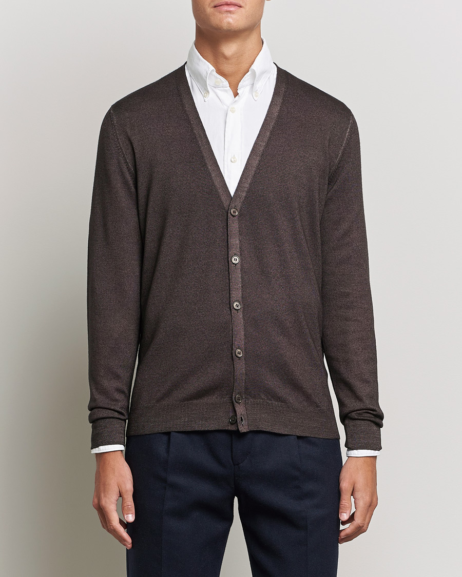 Herre | Gensere | Gran Sasso | Vintage Merino Fashion Fit Cardigan Brown