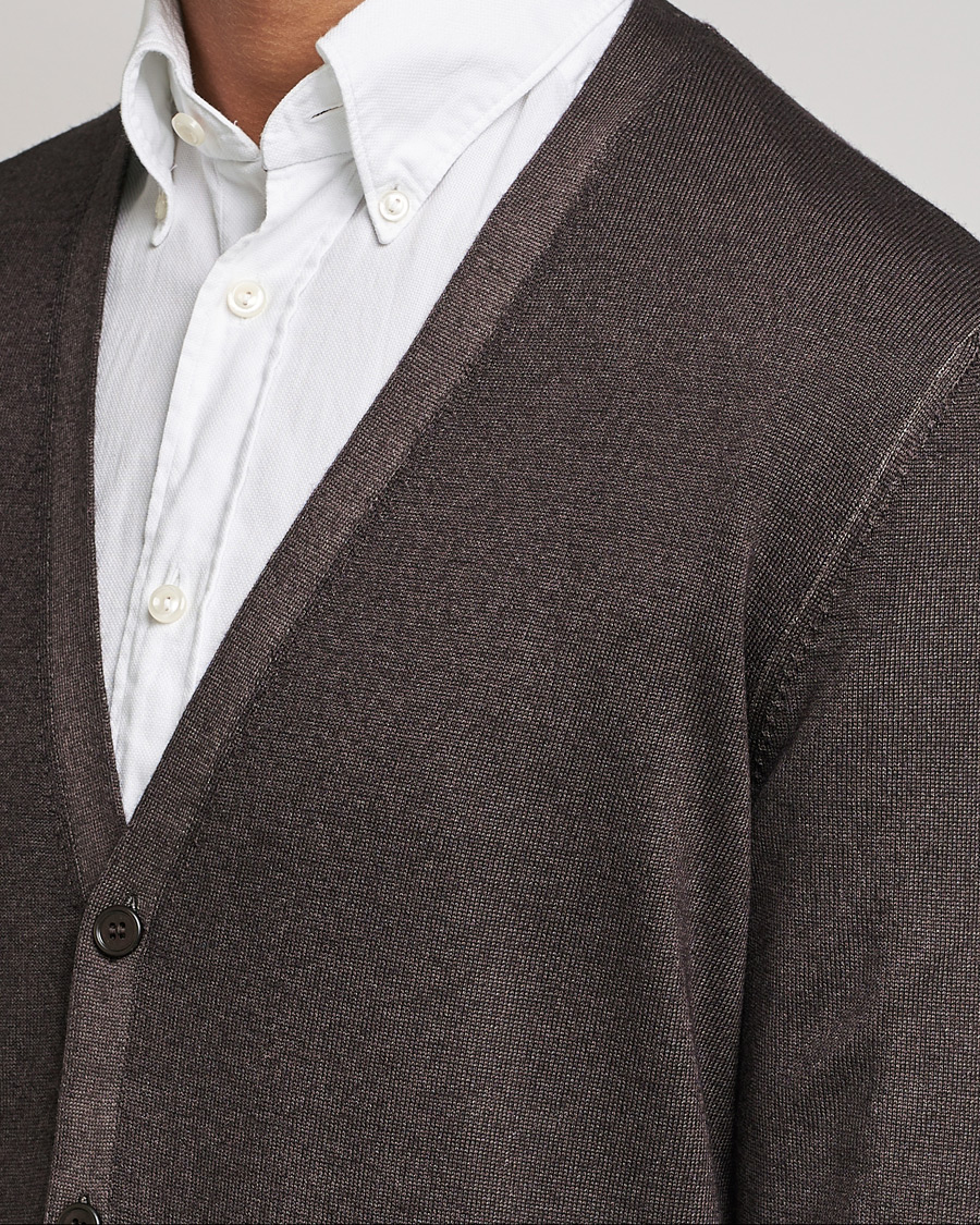 Herre | Gensere | Gran Sasso | Vintage Merino Fashion Fit Cardigan Brown