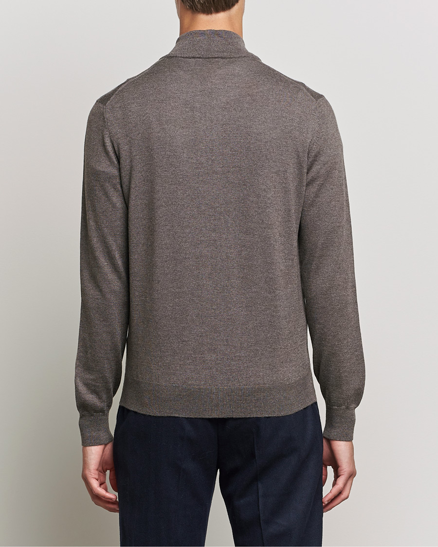 Herre | Gensere | Gran Sasso | Merino Fashion Fit Full Zip Mud Brown
