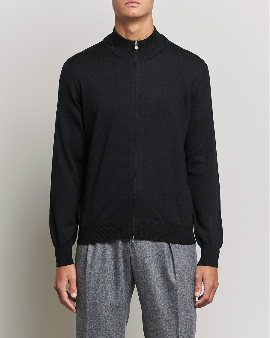 Herre | Gensere | Gran Sasso | Merino Fashion Fit Full Zip Black