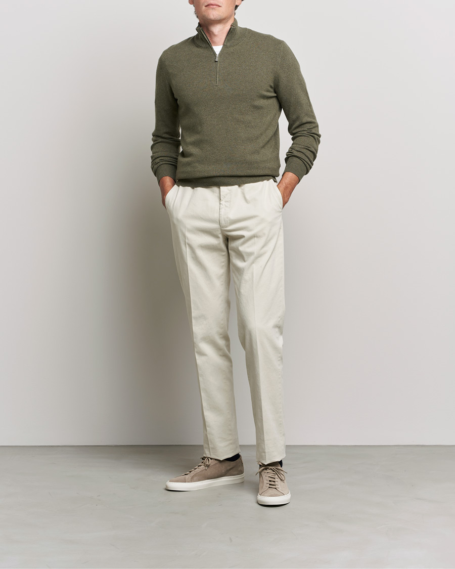 Herre |  | Gran Sasso | Wool/Cashmere Half Zip Green