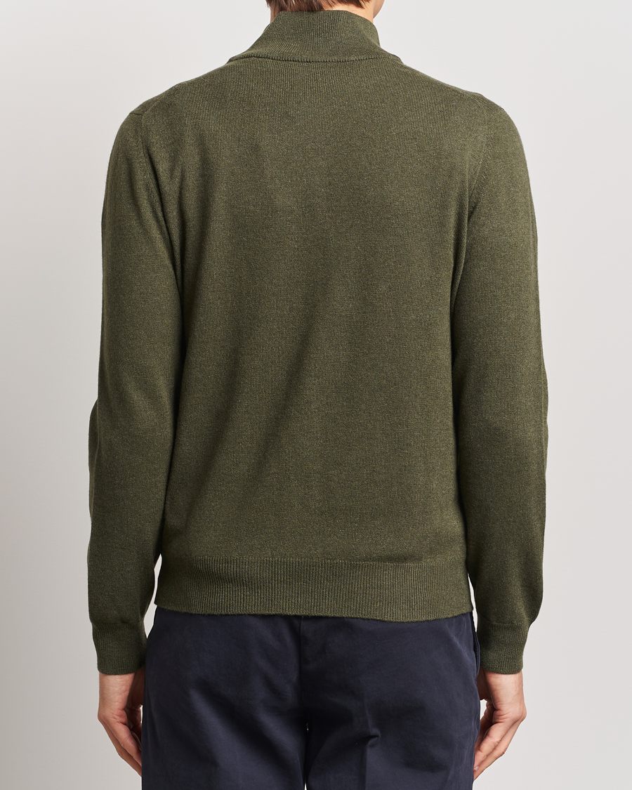 Herre | Gensere | Gran Sasso | Wool/Cashmere Half Zip Olive Green
