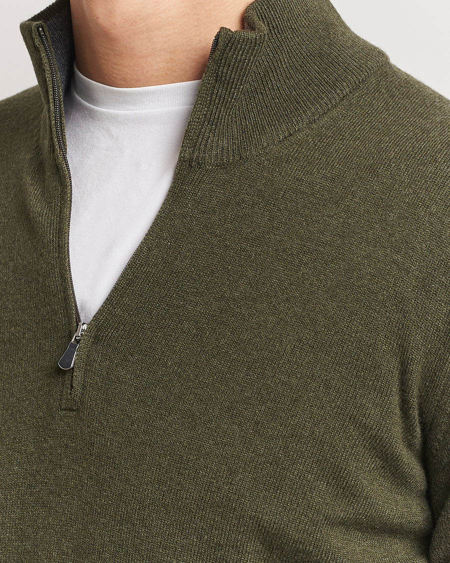 Herre | Gensere | Gran Sasso | Wool/Cashmere Half Zip Olive Green