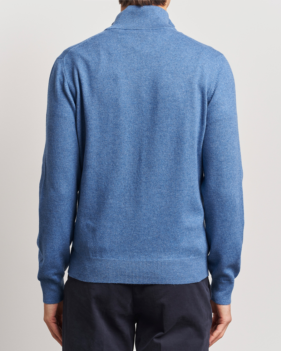 Herre | Gensere | Gran Sasso | Wool/Cashmere Half Zip Light Blue Melange