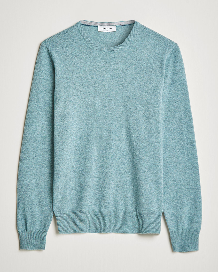 Herre | Gensere | Gran Sasso | Wool/Cashmere Crew Neck Aqua Green