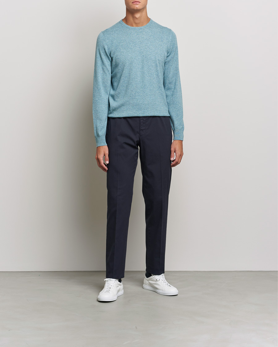 Herre | Gensere | Gran Sasso | Wool/Cashmere Crew Neck Aqua Green