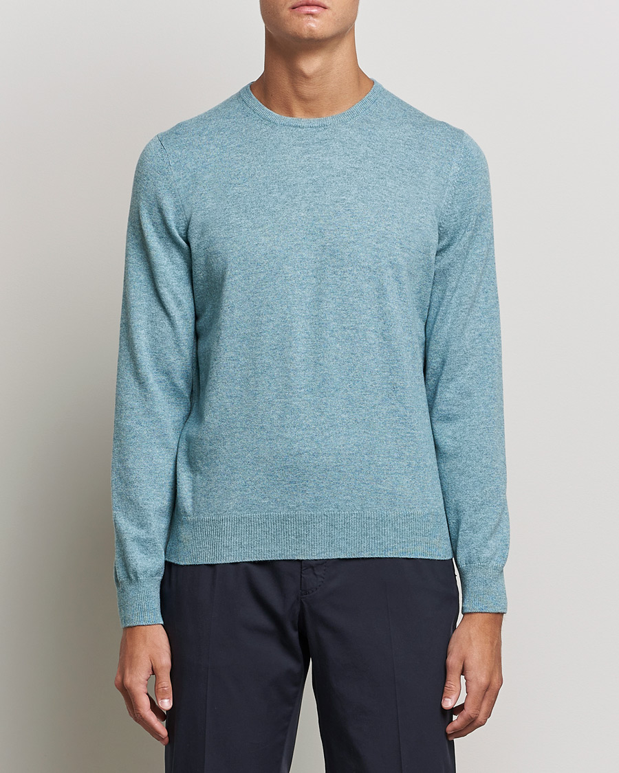 Herre | Pullovers rund hals | Gran Sasso | Wool/Cashmere Crew Neck Aqua Green
