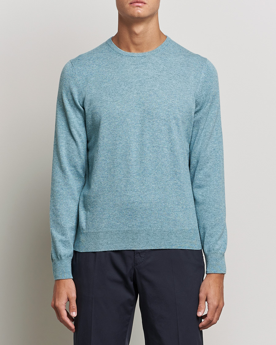 Herre | Gensere | Gran Sasso | Wool/Cashmere Crew Neck Aqua Green