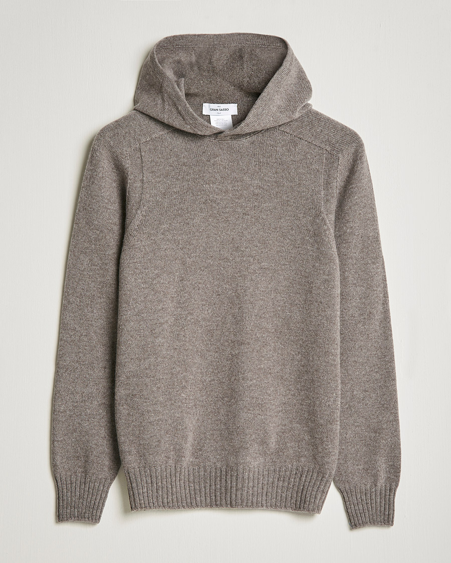 Herre | Gensere | Gran Sasso | Wool Hoodie Taupe Melange