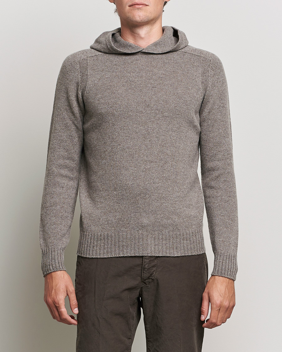 Herre | Gensere | Gran Sasso | Wool Hoodie Taupe Melange