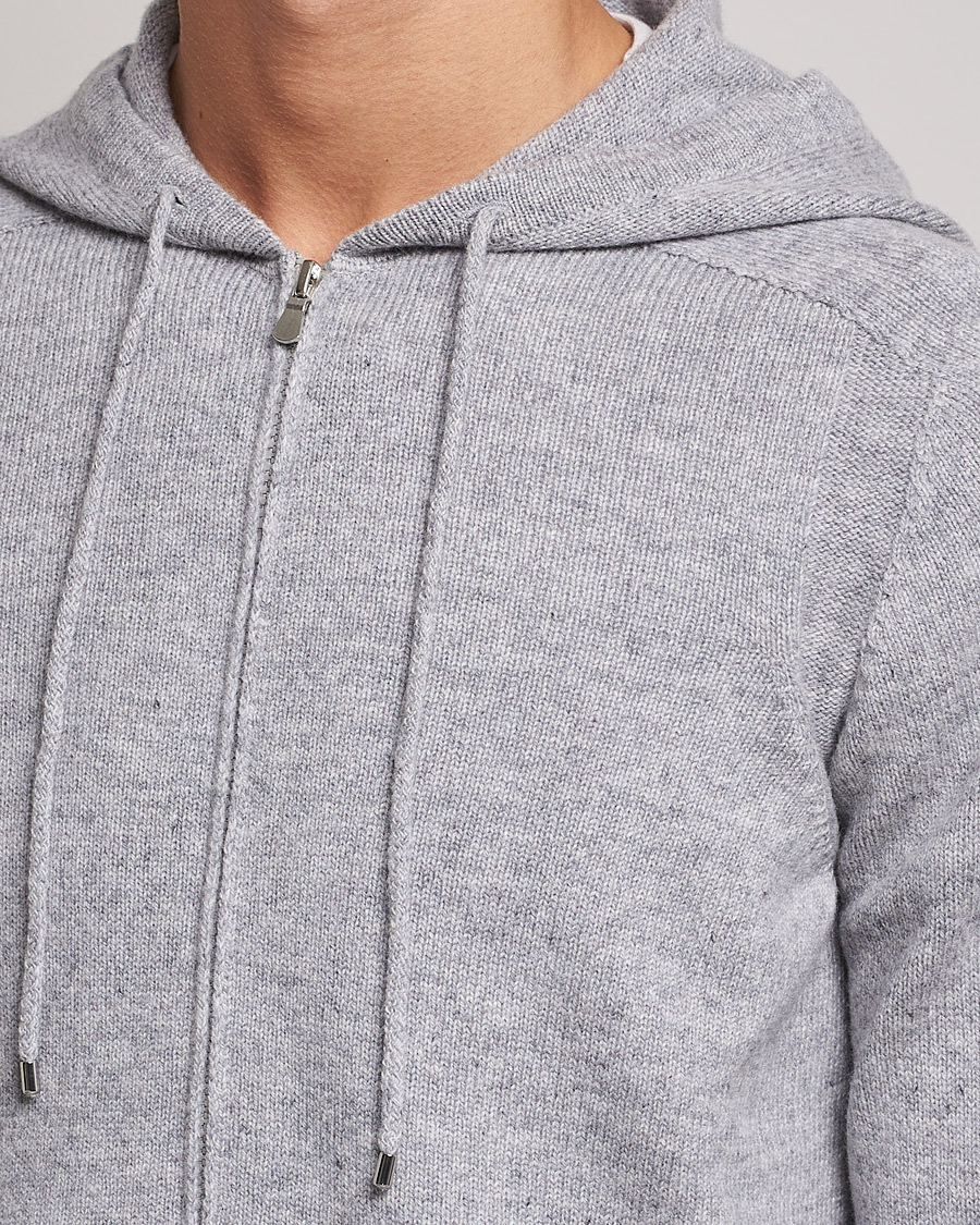 Herre | Gensere | Gran Sasso | Full Zip Wool Hoodie Light Grey