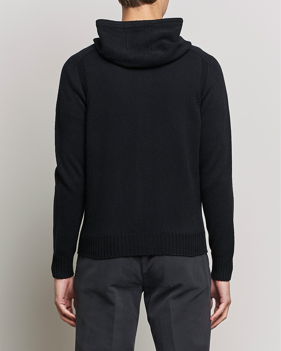 Herre | Gensere | Gran Sasso | Full Zip Wool Hoodie Black