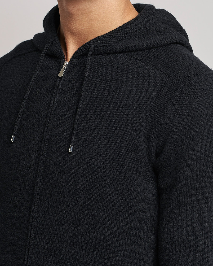 Herre | Gensere | Gran Sasso | Full Zip Wool Hoodie Black