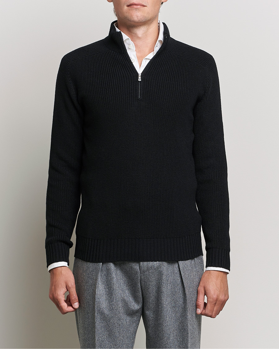 Herre | Gensere | Gran Sasso | Rainwool Half Zip Black