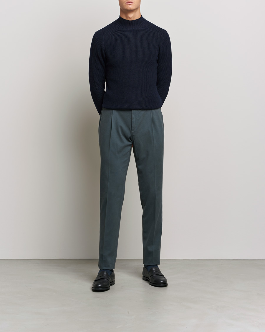 Herre | Gensere | Gran Sasso | Rainwool Mock Neck Navy
