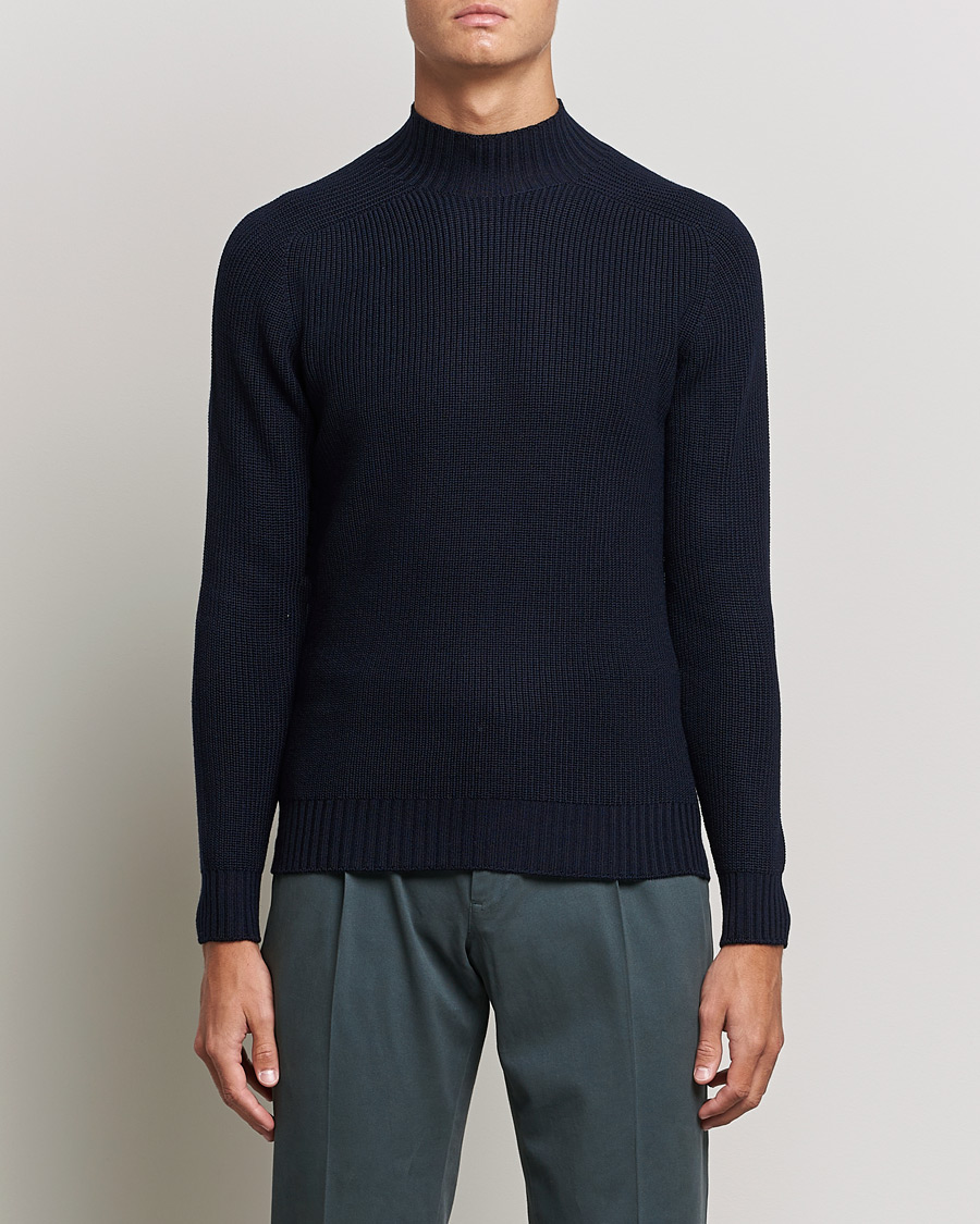 Herre | Gran Sasso | Gran Sasso | Rainwool Mock Neck Navy