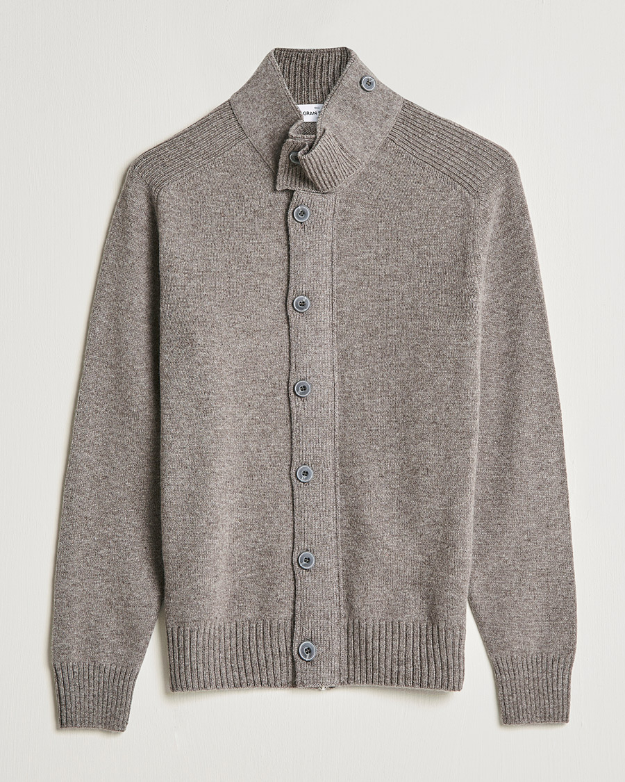 Herre | Gensere | Gran Sasso | Heavy Wool Cardigan Light Brown