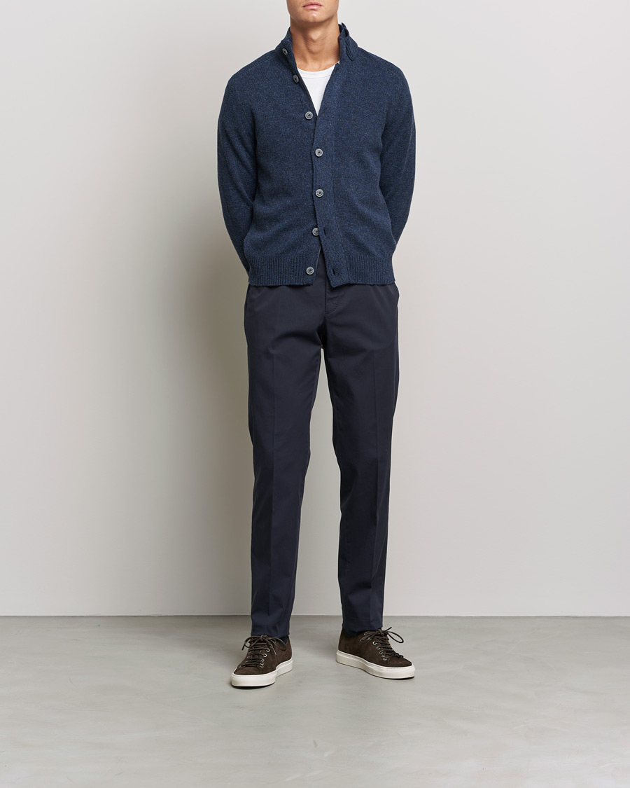 Herre | Gensere | Gran Sasso | Heavy Wool Cardigan Navy