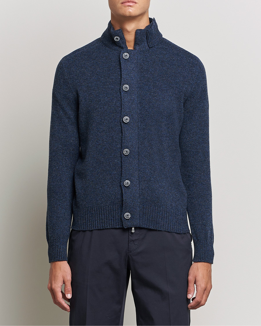 Herre | Gensere | Gran Sasso | Heavy Wool Cardigan Navy
