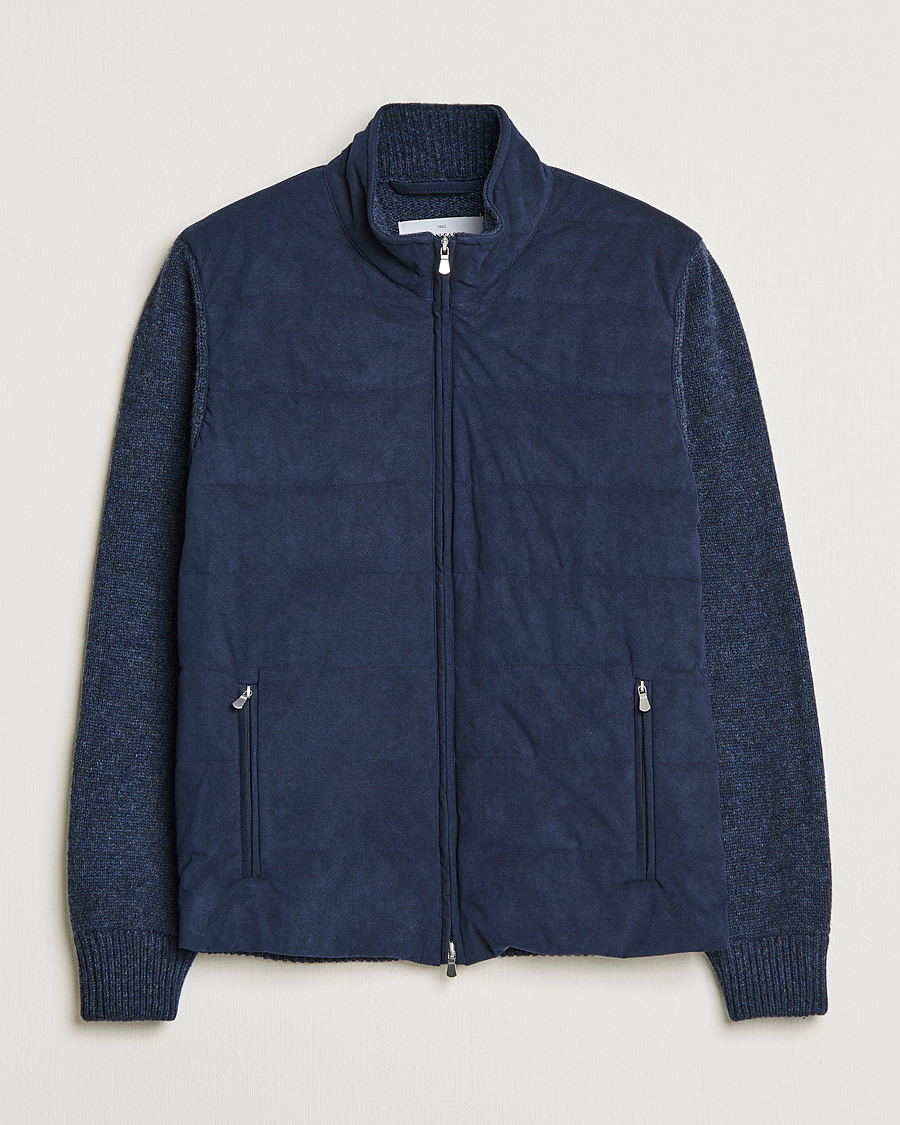 Herre | Gensere | Gran Sasso | Wool/Alcantara Full Zip Navy