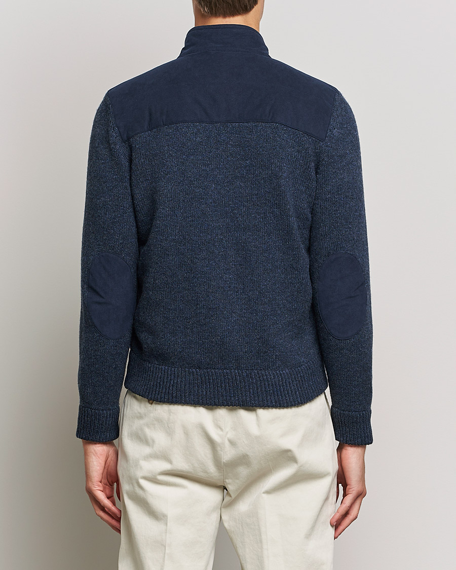 Herre | Gensere | Gran Sasso | Wool/Alcantara Full Zip Navy
