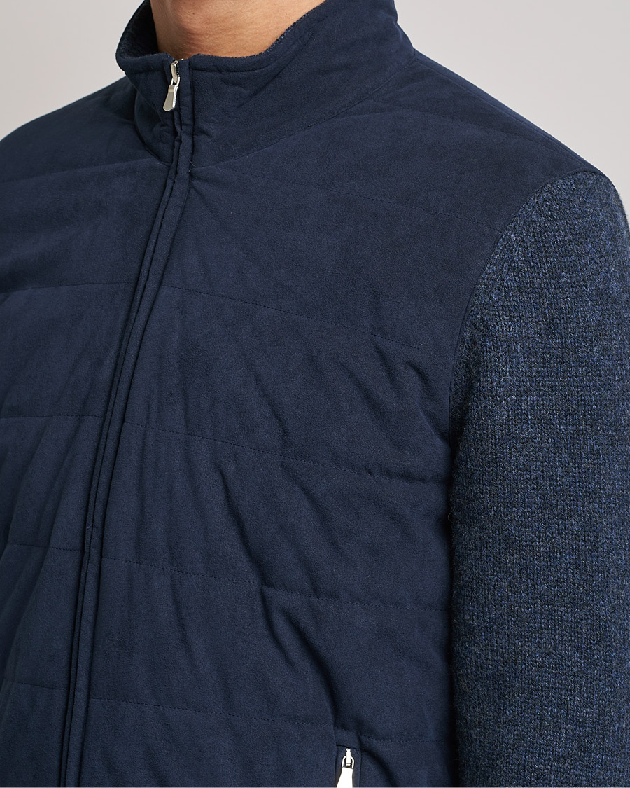 Herre | Gensere | Gran Sasso | Wool/Alcantara Full Zip Navy
