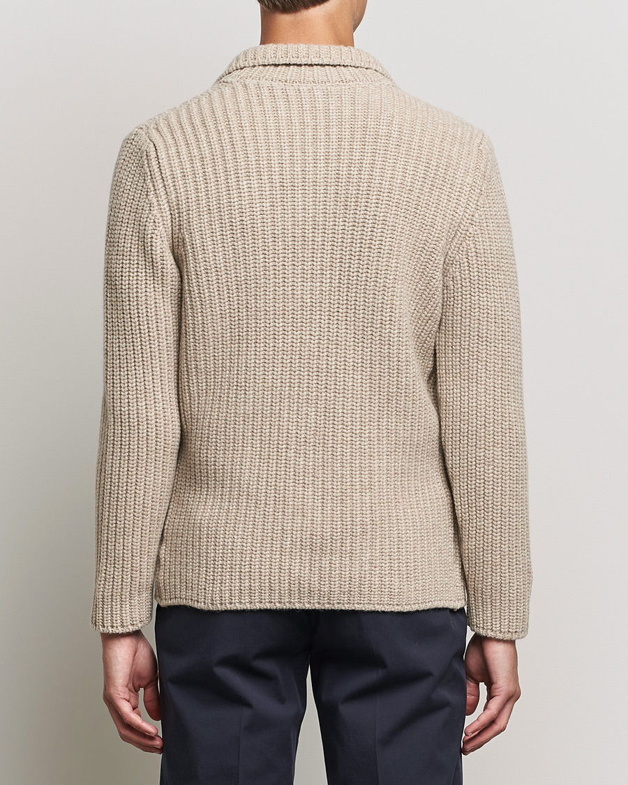 Herre | Gensere | Gran Sasso | Heavy Wool Knitted Blazer Cardigan Beige