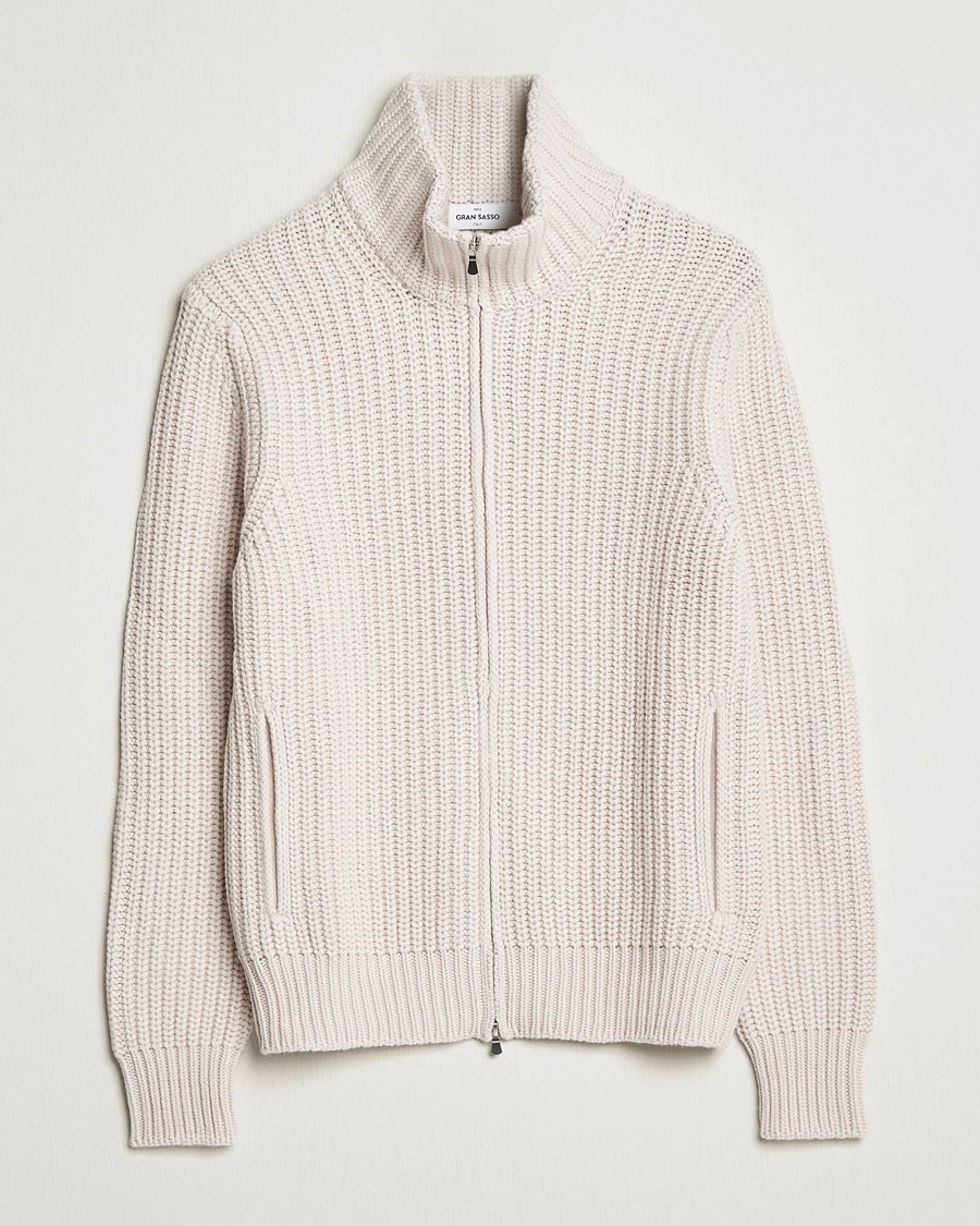Herre | Gensere | Gran Sasso | Heavy Wool/Cashmere Full Zip Beige