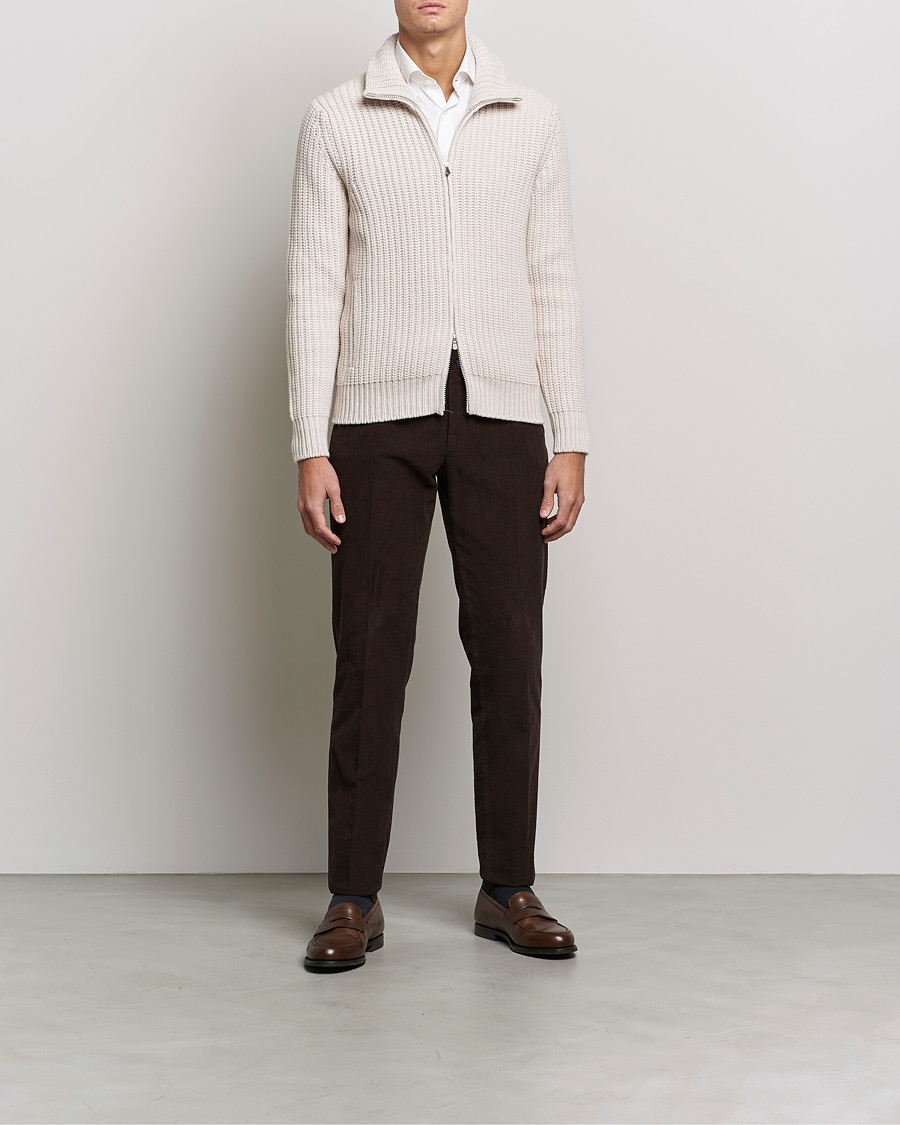 Herre | Gensere | Gran Sasso | Heavy Wool/Cashmere Full Zip Beige