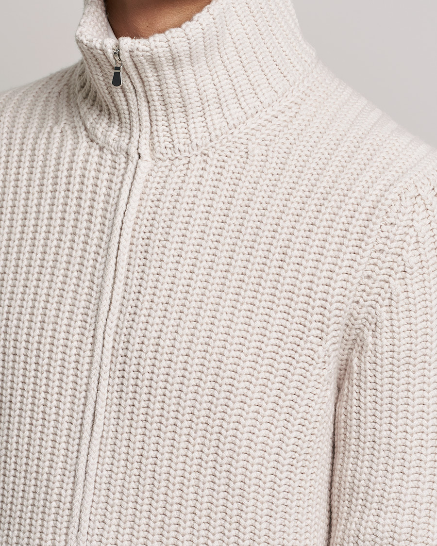 Herre | Gensere | Gran Sasso | Heavy Wool/Cashmere Full Zip Beige