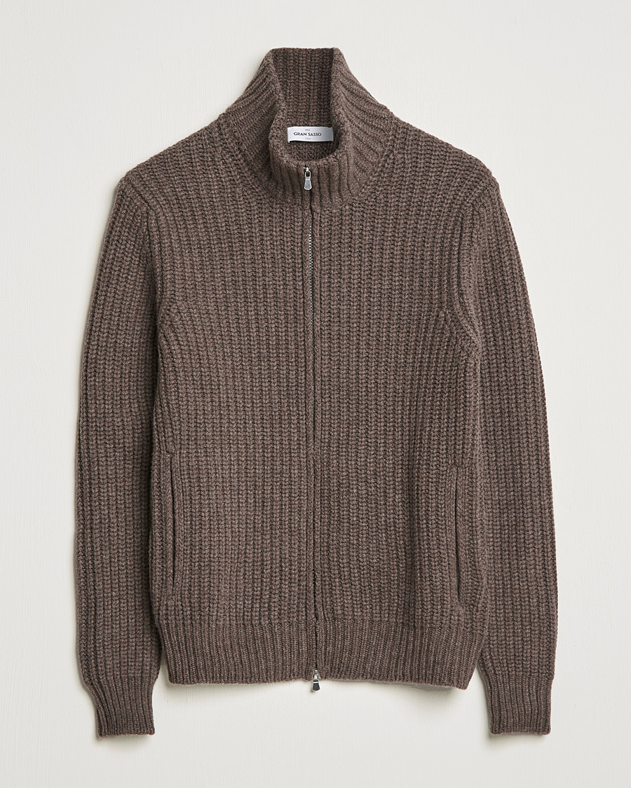 Herre | Gensere | Gran Sasso | Heavy Wool/Cashmere Full Zip Brown