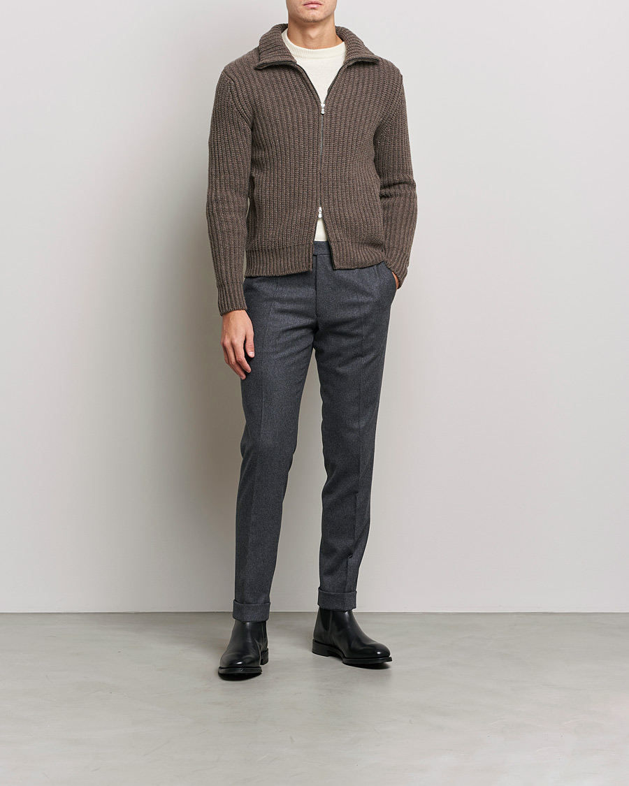 Herre | Gensere | Gran Sasso | Heavy Wool/Cashmere Full Zip Brown