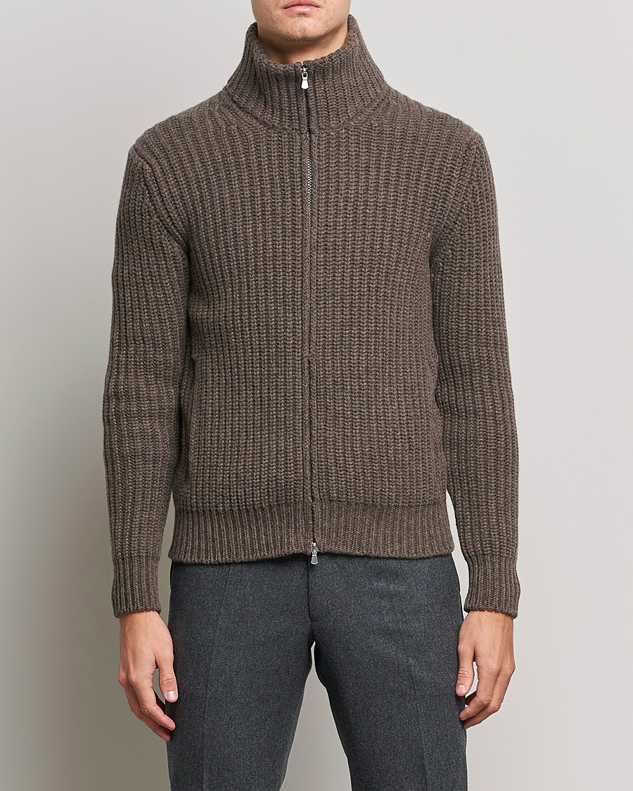 Herre | Gensere | Gran Sasso | Heavy Wool/Cashmere Full Zip Brown