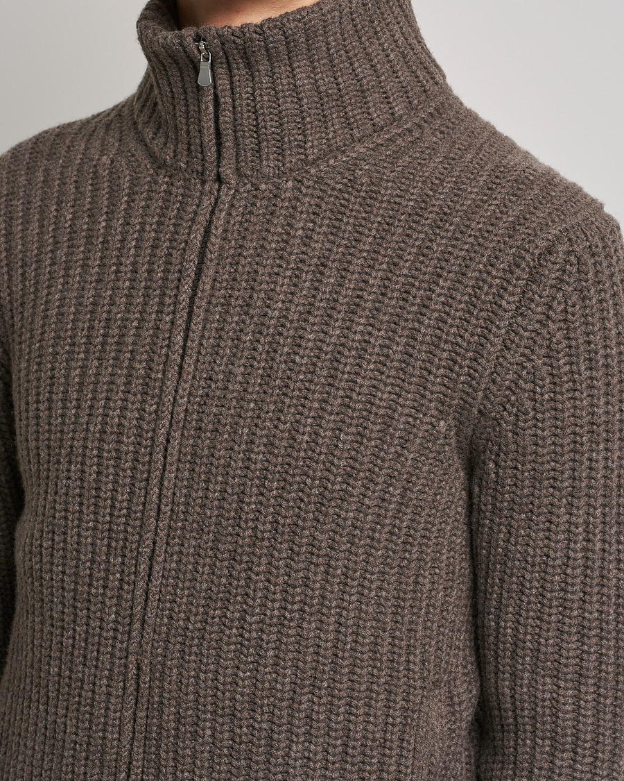 Herre | Gensere | Gran Sasso | Heavy Wool/Cashmere Full Zip Brown