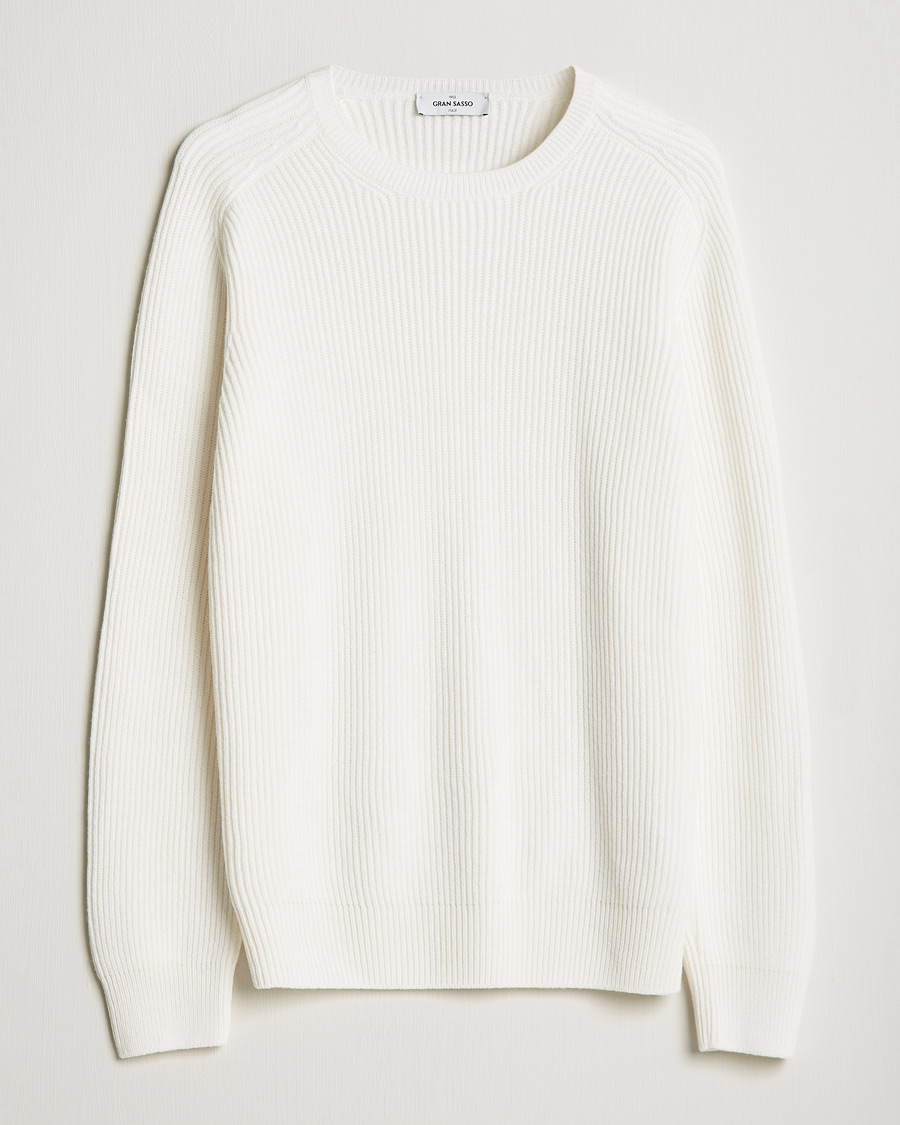 Herre | Gensere | Gran Sasso | Knitted Wool/Cashmere Structure Crewneck Off White