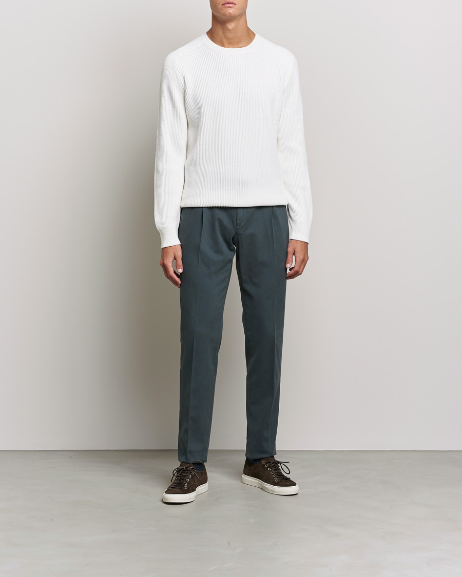 Herre | Gensere | Gran Sasso | Knitted Wool/Cashmere Structure Crewneck Off White