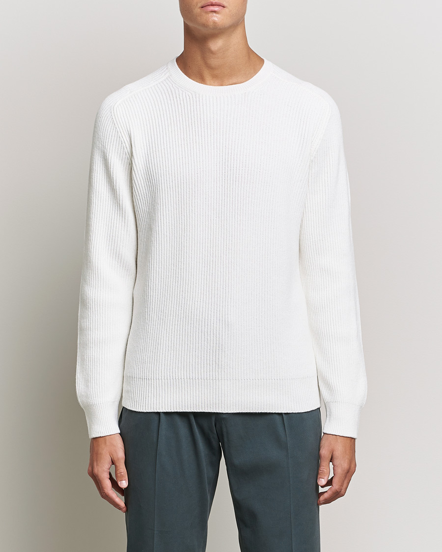 Herre | Gensere | Gran Sasso | Knitted Wool/Cashmere Structure Crewneck Off White