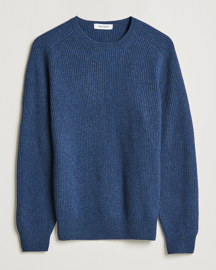 Herre | Gensere | Gran Sasso | Knitted Wool/Cashmere Structure Crewneck Navy