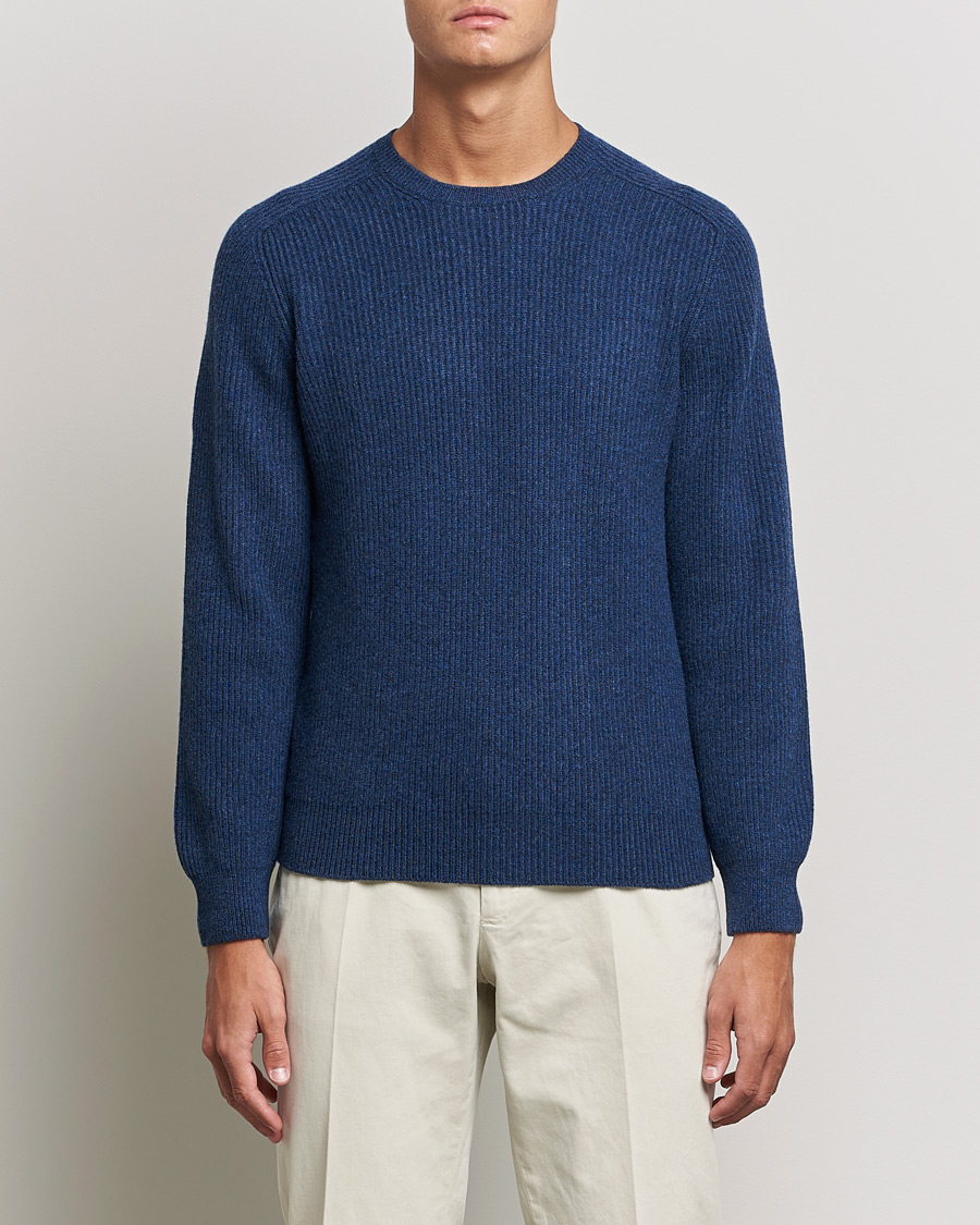 Herre | Gensere | Gran Sasso | Knitted Wool/Cashmere Structure Crewneck Navy