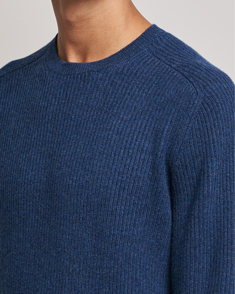 Herre | Gensere | Gran Sasso | Knitted Wool/Cashmere Structure Crewneck Navy