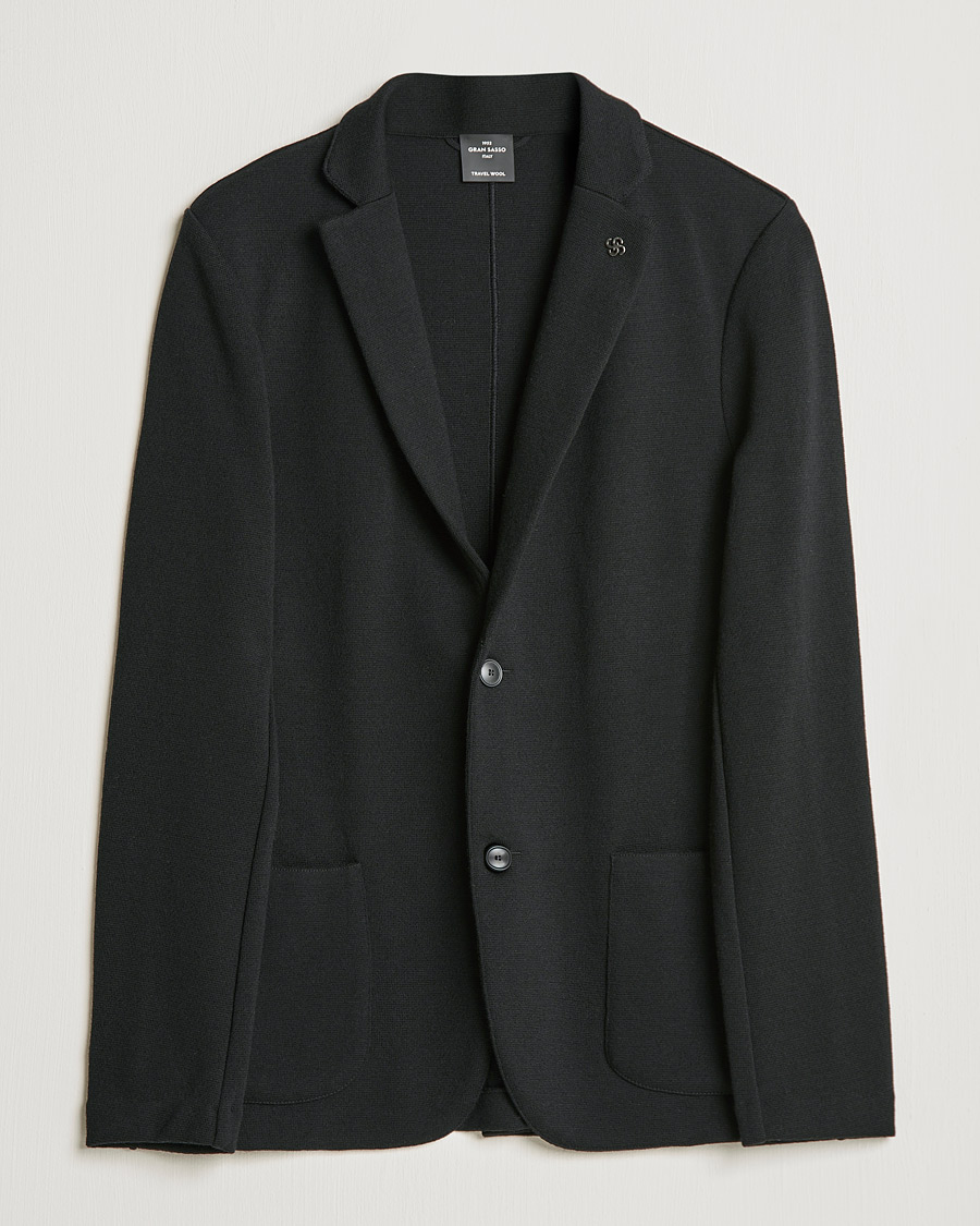 Herre | Dressjakker | Gran Sasso | Travel Wool Knitted Jacket Black