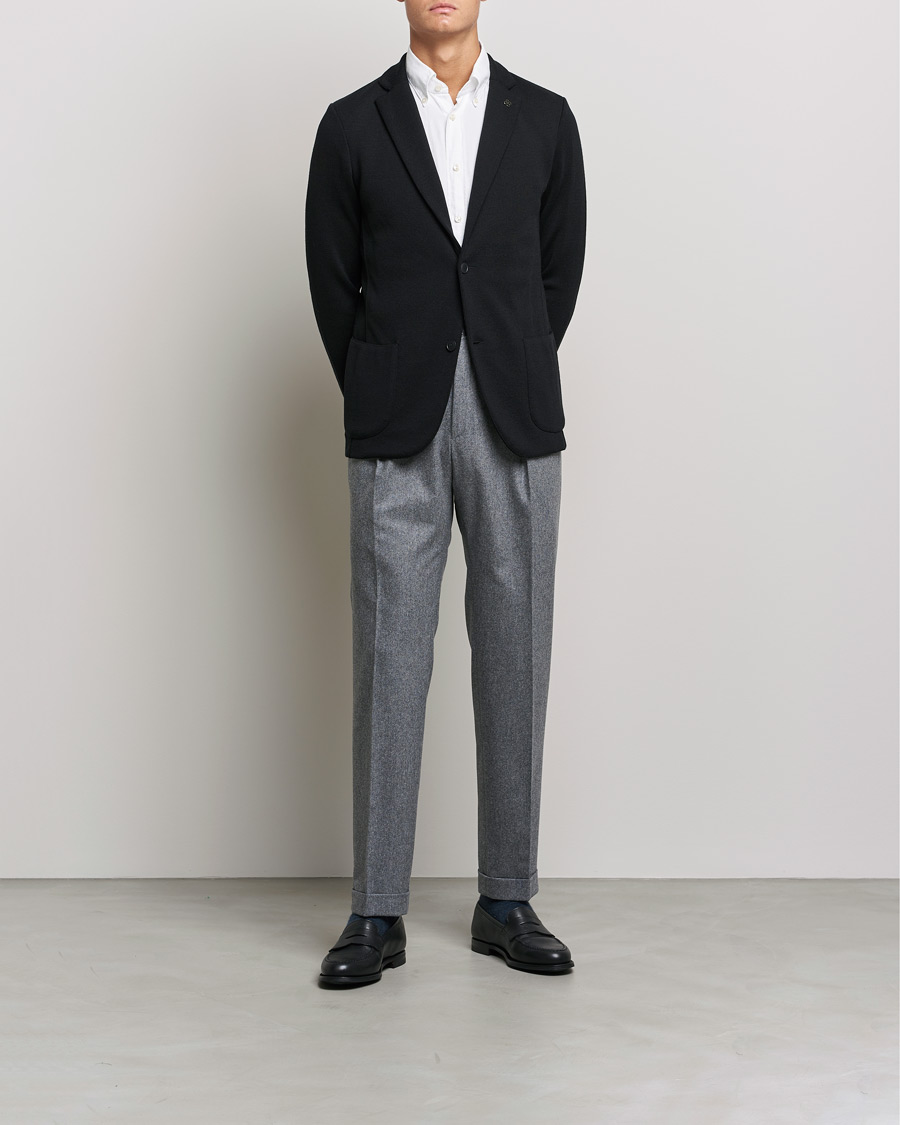Herre | Dressjakker | Gran Sasso | Travel Wool Knitted Jacket Black