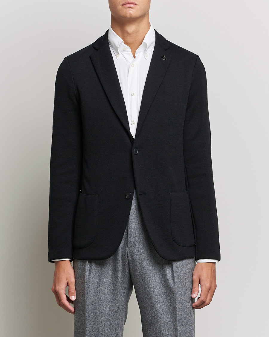 Herre | Dressjakker | Gran Sasso | Travel Wool Knitted Jacket Black